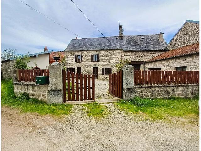 House for sale CHAMPAGNAT 23190 Creuse Limousin France: In the Creuse, Limousin region not far from Aubusson a very well maintained, natural stone, village house with outbuildings, garden and beautiful views.<br />
<br />
This beautiful, well-maintained house, is lo...